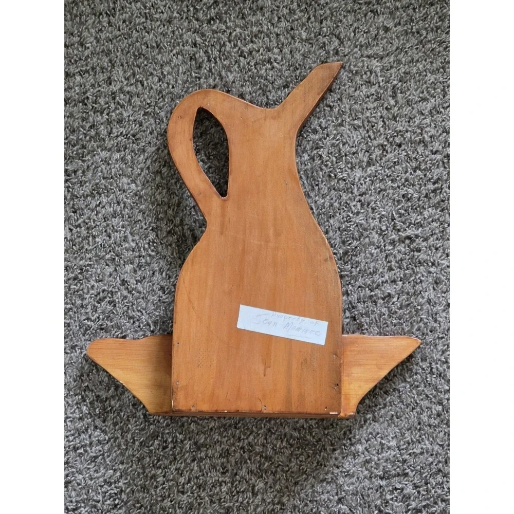 Vintage Wood Planter Pitcher & Pocket Flower Holder Wall Hang Table Top Handmade